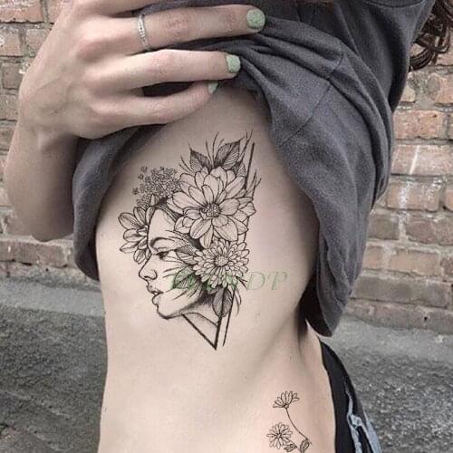 Waterproof Temporary Tattoo Sticker Flower girl fake tatto big size flash tatoo tatouage temporaire leg arm body art for women