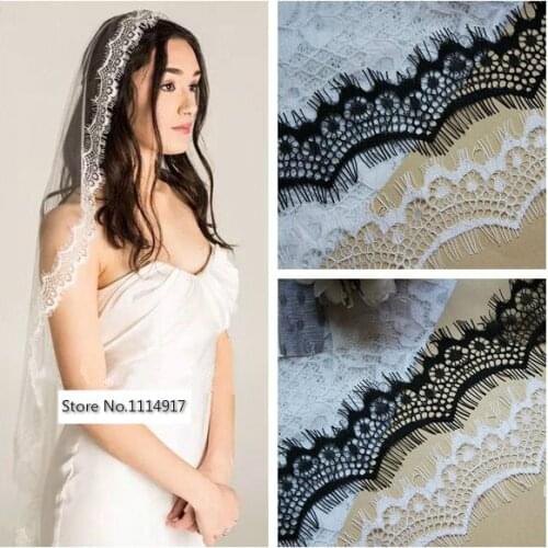 High Quality Eyelash Wedding Dress Lace Voile Fabric DIY Handmade Material Evening Dress Fabric Width 4cm 30M/10Piece