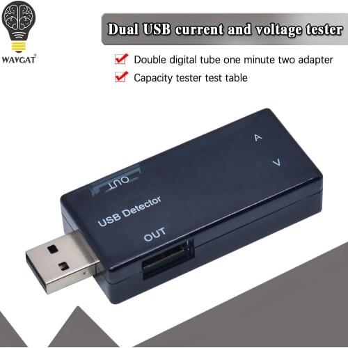 WAVGAT Red+Blue Dual USB Current Voltage Charging Detector Tester Battery Voltmeter Ammeter Charger Doctor