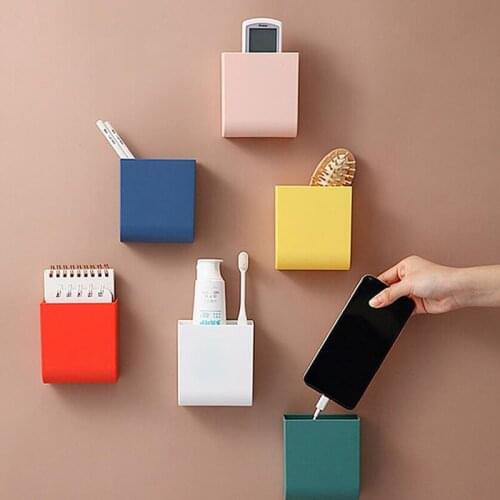 Remote Control Storage Box Wall Mounted Multi Function Mobile Phone Charging Home Storage Box Living Room Bathroom Storage Box