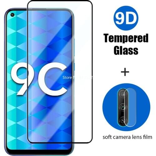 2in1 Full Cover Tempered Glass for Huawei Honor 8A 9A 20 Pro 9C 8C 8X 9X 7X X10 5G 8S 9S 10X Lite Camera Lens Screen Protector