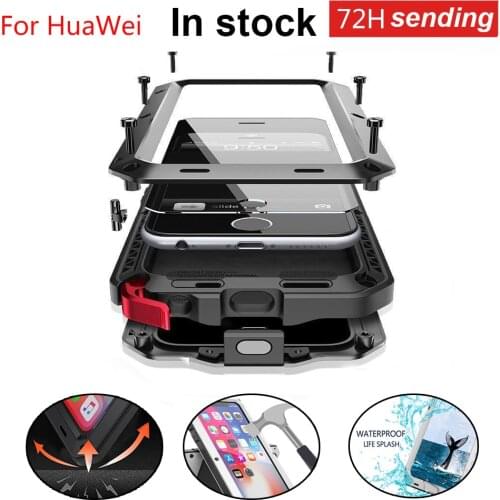 Heavy Duty Protection armor Metal Aluminum phone Case + Tempered Glass for HuaWei Mate 20 pro P30 pro Shockproof Dustproof Cover