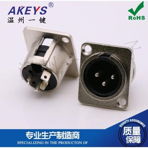 1 pc CK-CT3-15 XLR Socket Small Square Seat Steel Casing Three-Core Male/Female Lug Caron Head Audio Interface 4-Pin