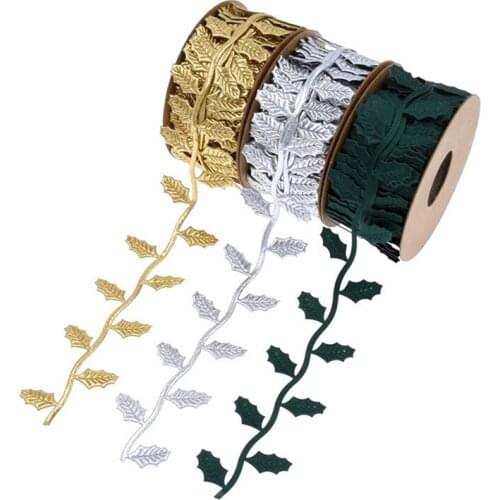 10 Meters/roll 40mm Christmas Red Fruit Leaves Ribbon Gift Box Packing Stripe Bouquet Wrapping Tape Home Xmas Decor Supplies
