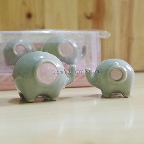 100pcs= 50sets Baby shower favor 'Mommy and Me - Little Peanut Elephant ceramic Salt and Pepper Shaker Wedding Favors and Gifts