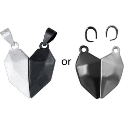 2Pcs Magnetic Distance Faceted Heart Pendant Friendship Wishing Stone Puzzle DIY