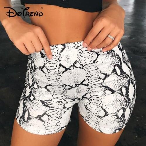 2019 Dotrend Women Snake Print Fashion Shorts Women Lady Sexy Spring Lace up Casual Shorts High Waist pantalones cortos mujer