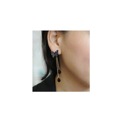 2021 Korean Hottest Fashion Butterfly Pendant Long Section Tassel Water Drop Dangling Crystal Drop Earrings For Women Jewelry