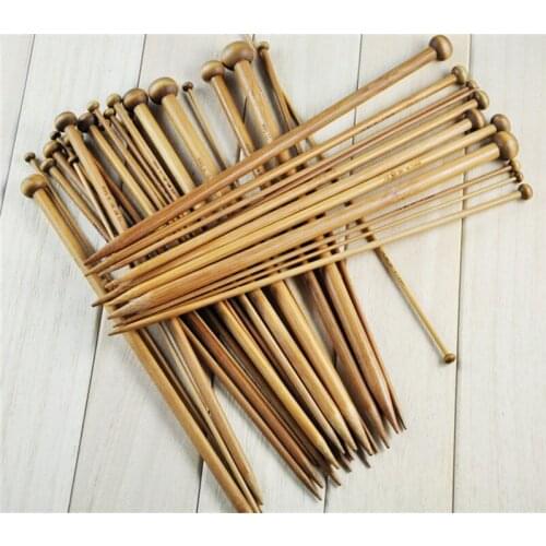 36pcs 18 Sizes DIY Handmade Sweater Needles Bamboo Crochet Hooks Carbonized Bamboo Knitting Needles Single Tip Point Needles