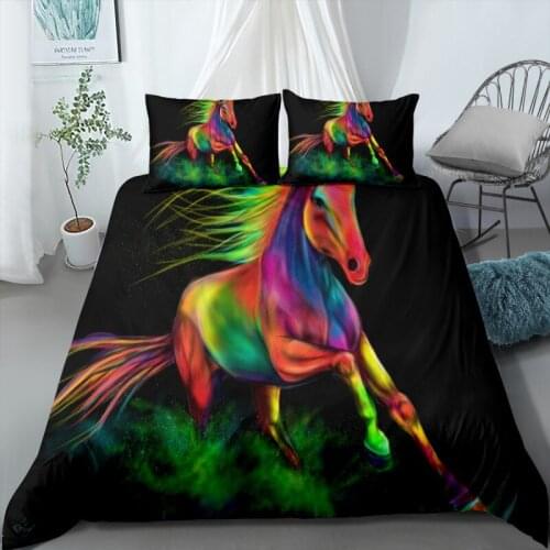 3D Color Printed Horse Bedding Linen Set Queen King Duvet Cover Set Animal Bedding Set Adult Children Home Bedding 2/3 Pieces