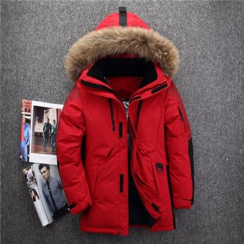 -40 Degree Cold Resistant Russia Winter Jacket Men Top Quality Genuine Fur Collar Thick Warm White Duck Down Mens Winter Coats