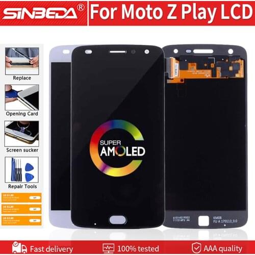 Sinbeda New AMOLED LCD For Moto Z Play Display LCD Touch Screen Digitizer For Z Play Pantalla LCD Full Assembly XT1635 XT1635-02