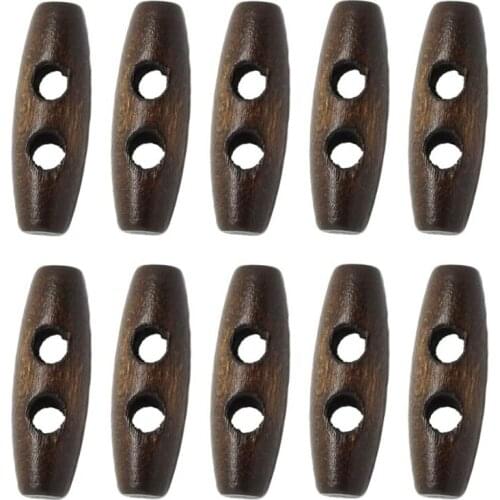 50Pcs Wooden Buttons Oval Double Hole Gift Decoration Sewing Buttons Craft Embellishments Button (Dark Coffee)