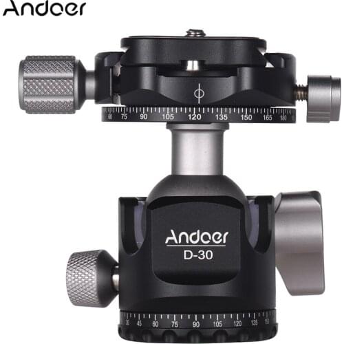 Andoer D-30 Professional Double Panoramic Head CNC Machining Aluminum Ball Head for Tripod Monopod DSLR ILDC Cameras