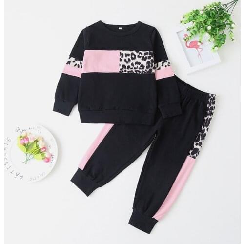 Bear Leader 1-4Y Children Clothing Sets Fashion Autumn Girls Leopard Print Sweatshirts Tops and Pants Sports Clothes Tracksuits