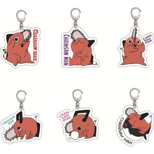 Anime Chainsaw Man Pochita Keychain Cartoon Props Unisex Acrylic Keyring Pendant