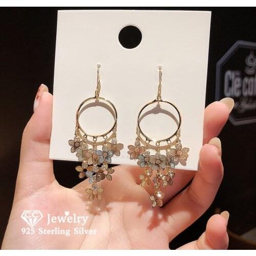 CC Flowers Drop Earrings For Women Rhinestone Floral Earrings Bridal Wedding Engagement Party Fashionable Jewelry Drop Shipping