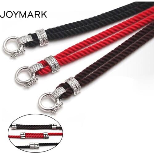 Adjustable Woven Jewelry Cord Pendant Holder Lanyard Necklace 2mm 3mm Twisted Rope Necklace With 925 Sterling Silver Lock Clasp