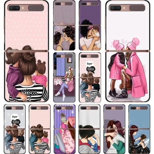 Smartphone Case For Samsung Galaxy Z Flip 3 5G Cover PC Shell Black Caso Hard Capa Fundas Super Dad Mom Cute Baby Girl Boy