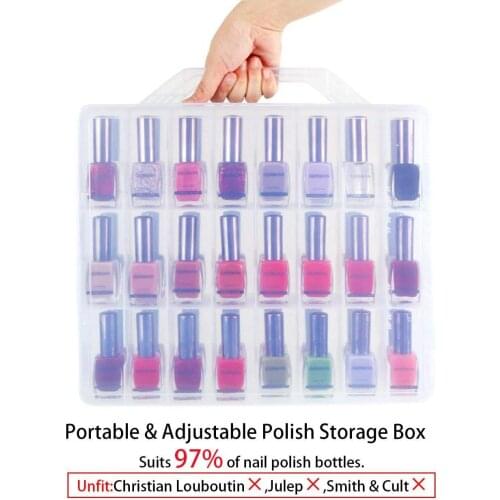Nail Polish Organizer Holder,Portable Universal Clear Double Side Organizer and Thread Storage Case for 48 Bottles Adjustable