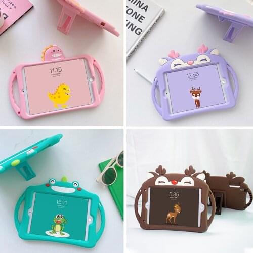Kids Case for2021 iPad Pro 11 Soft Silicon Child Lovely Stand Tablet Cover for 6th 9.7 inch 2020 Mini 5 4 3 2 Air1 8th Gen 10.2