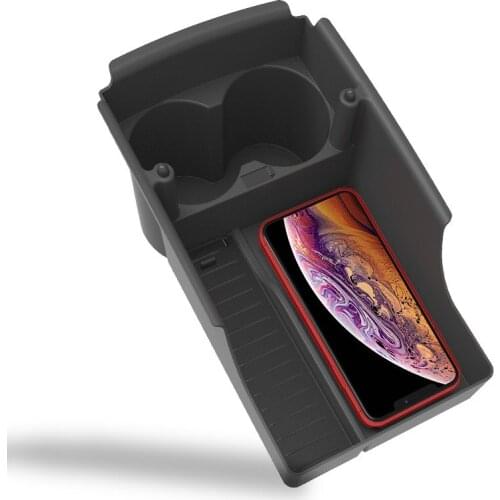For Tesla Model S X car wireless charger T-Box with cup holder Wireless charging pad for mobile phone Tesla Tuning Accessories