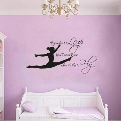 Gymnast Vinyl Wall Art Sticker Decal , Gymnastic Quote Wall Decals Mural Girls Bedroom Decoration