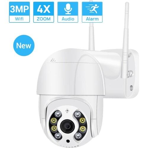 HAMROL 3MP Mini PTZ Wifi IP Camera 4XDigital ZOOM Auto Tracking AI Human Detection Waterproof Outdoor Camera ONVIF ICSEE H.265X