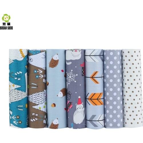 Shuanshuo New Cartoon Series Cotton Patchwork Fabric Fat Quarter Bundles Fabric For Sewing Doll Cloths 40*50cm 7pcs/lot