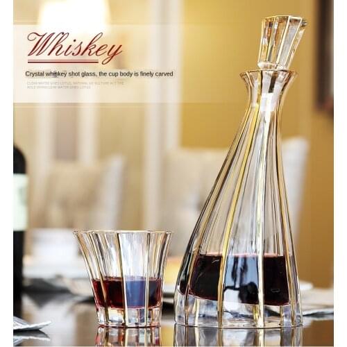 Crystal Glass Wine Red Bottle + Cups Wine Decanter Whiskey Liqour Pourer Home Bar Vodka Beer Bottle Jar Jug JR
