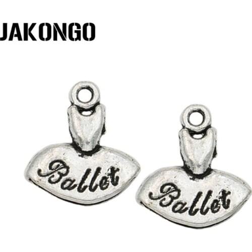 JAKONGO Antique Silver Plated Ballet Skirt Charm Pendants for Jewelry Accessories Making Bracelet Findings DIY 16x14mm 20pcs/lot