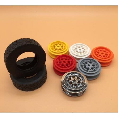 Smartable technology Ev3 MOC 62x20mm Wheel Rims Tyre Parts Building Block Toy For Cars Compatible technology 32019+86652 DIY