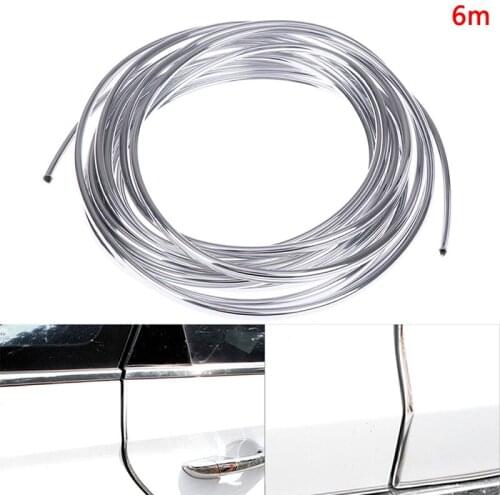 6M Car Chrome Stying Body Door Edge Trim Strip Air Conditioner Outlet Decorative Strips Scratch Guard Protector Car Accessories