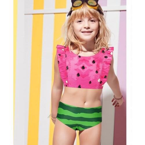 Summer Watermelon Cosplay Swimsuit For Kids Girl Beach Bodysuit Sunflower Fruit Printing Swimming Outfits