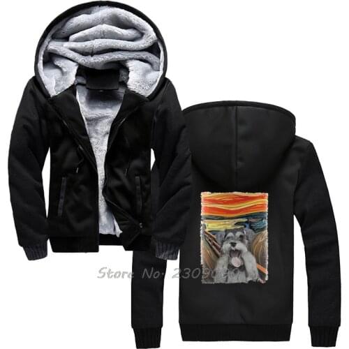 Miniature Black Schnauzer Head Print Hoodie Fashion Dog Casual Woman Hoodies Men Winter Keep Warm Thicken Sweatshirts Streetwear