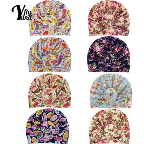Yundfly Fashion Cartoon Pattern Donut Toddler Caps Vintage Print Round Ball Baby Turban Hat Hair Accessories Clothing Decoration