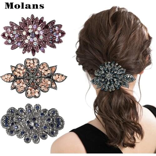 MOLANS Fashion Rhinestone Hair Clip Women Shiny Crystal Hairpin Barrette Headdress Hair Claw Hairwear Clip Hair Accessories