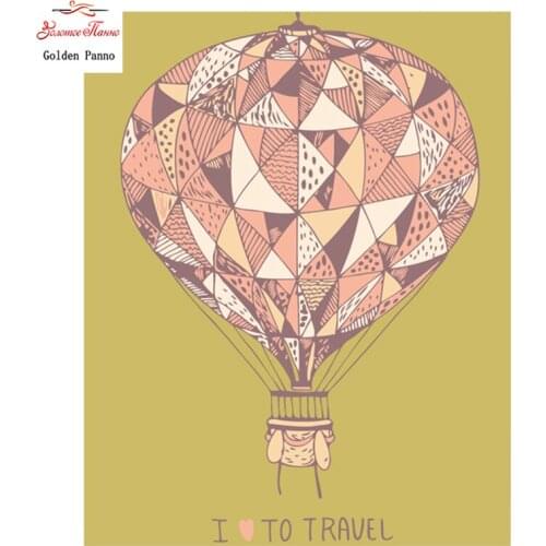 Golden Panno,Needlework,DIY DMC 14CT Cross stitch Kit, Pattern Embroidery Cross-stitch Painting,Christmas,hot air balloon 1026
