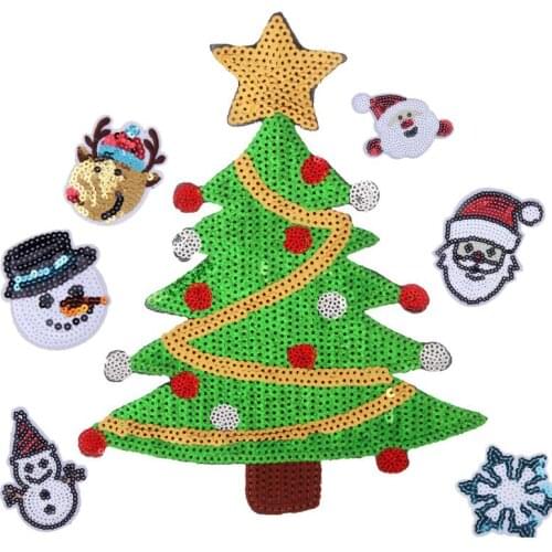 Christmas sequin iron on patch Christmas Day gift wholesale