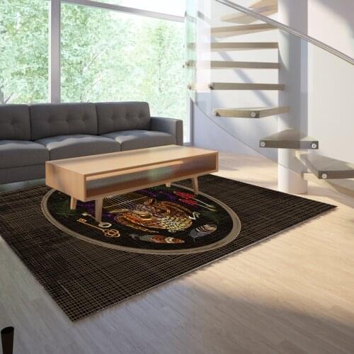 Natural Area Rugs Large Mushroom Owl Sychedelic Floor Mats Illustration Print Home Livingroom Bedroom Bath Carpet Decor Doormat