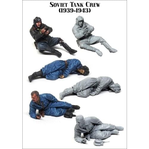 Unpainted Kit 1/35 Soviet tank crew include 3 soldiers figure Historical Resin kit miniature Unassambled model