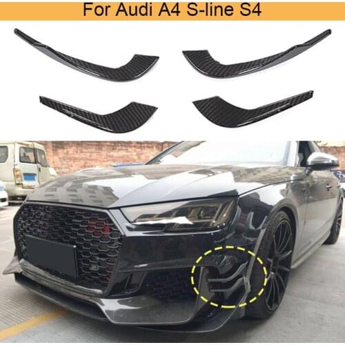 Carbon Fiber Front Bumper Fins Splitters Canards For Audi A4 S-line S4 2019 Car Front Bumper Splitters Air Vents Cover Trims