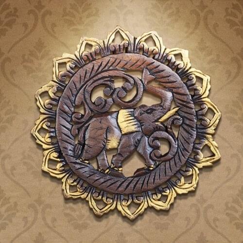 Crafts small carving plate Southeast Asian wall decoration wood painting Club decoration carving crafts