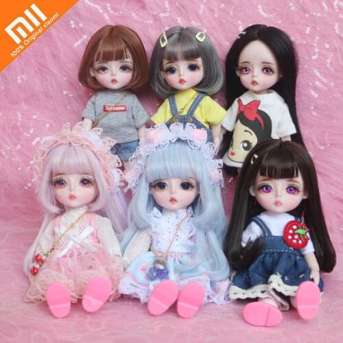 Xiaomi 17cm BJD Doll Little Girl Cute Dress Movable Joint Doll Princess Beauty Makeup Doll Fashion Dress DIY Toy Gift Girl