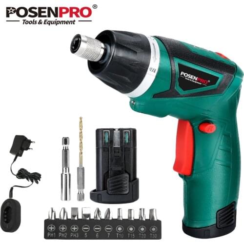 Electric Cordless Screwdriver 7.2V 2pcs Li-ion Battery Household Rechargeable Twistable Handle Wood Working Tools