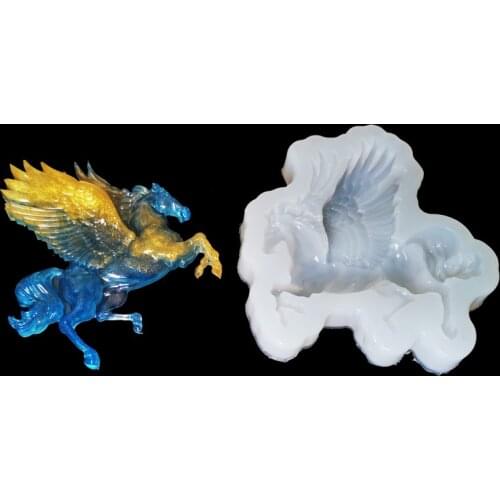 Silicone Mold for jewelry Pegasus Horse with wing charms pendant Resin Silicone Mould handmade making tool epoxy resin molds