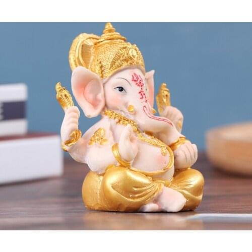 Elephant God Figurine Desktop Hindu Resin Luck and Wealth Art Statue Ornament