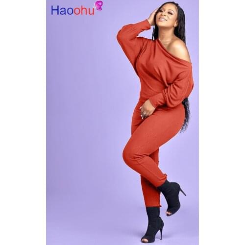 Spring Knitted Jumpsuit Women Fashion Elegant one Shoulder Casual Long Sleeve Jumpsuits Solid One Piece Playsuit Women Overalls