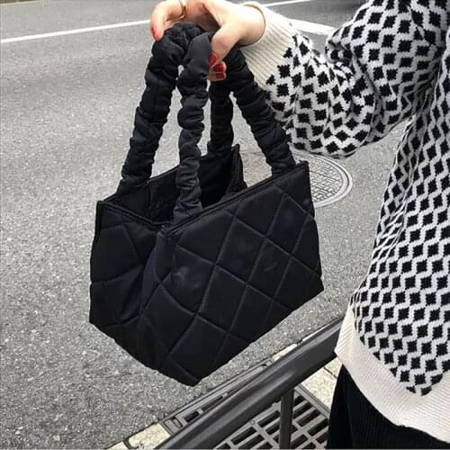 Vintage Nylon Large Capacity Tote Women Shoulder Bags Down Cotton Handbags Casual Space Pad Cotton Crossbody Bag Big Purses 2020