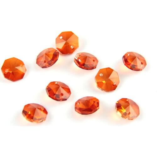 Orange Glass Crystal Octagon Beads 14MM Octagon Beads With Pendant Crystal Prism Pendnat Crystal Decoration